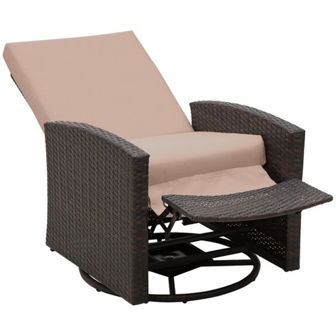 Outsunny Patio Pe Rattan Wicker Recliner Chair With 360° Swivel .