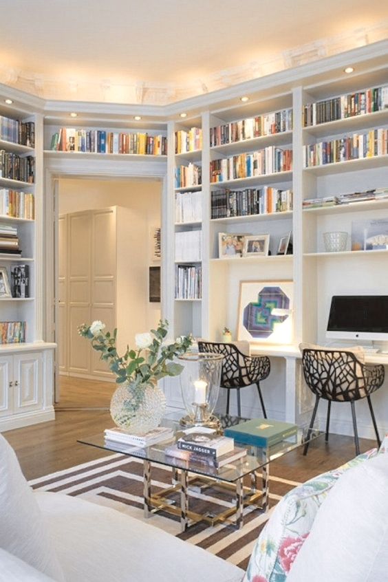 Cozy Home Library Interior Idea | Cozy home office, Home library .