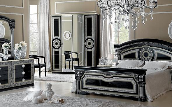 Camelgroup Italy Aida Black/Silver Queen Size Bed aida | Black and .