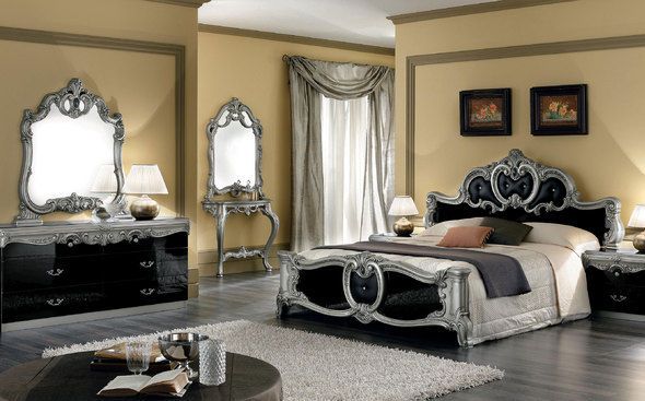 Camelgroup Italy Barocco Black/Silver Queen Size Bed barocco | Bed .