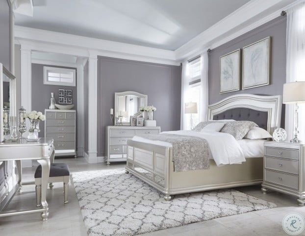 Bedroom Sets | Silver bedroom, Bedroom layouts, Luxury bedroom desi