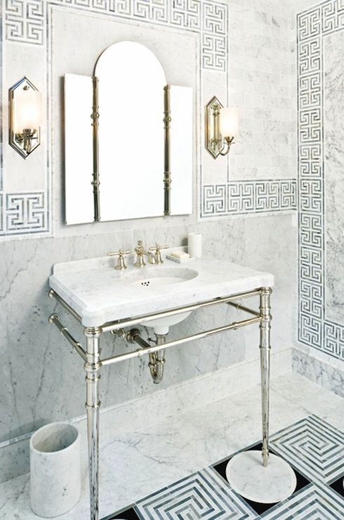 Greek Key Tiles - Contemporary - bathroom - Style at Home | Tile .