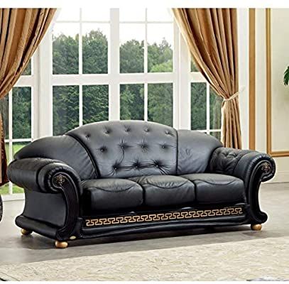 Luca Home Black Classic Contemporary Sofa | Best leather sofa .