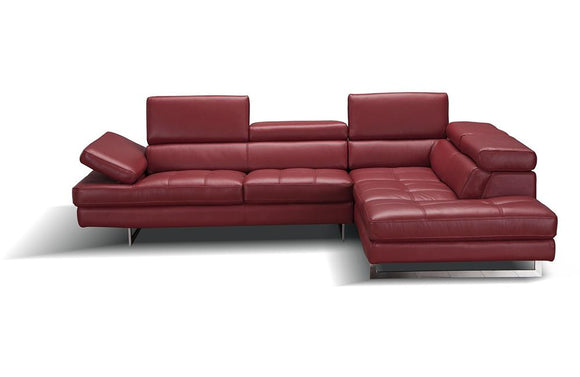 GIOVANNA Red Leather Sectional Sofa (Left Facing)-Buy ($4770) in a .