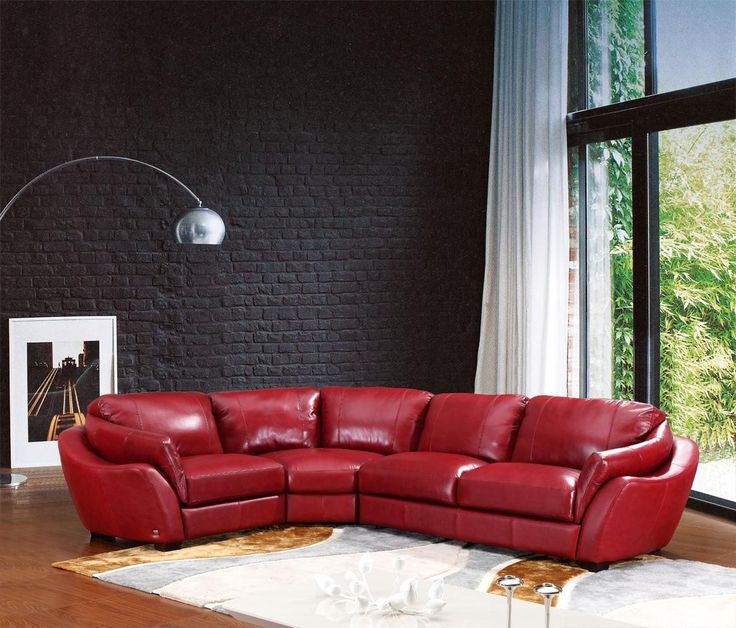 622Ang Modern Red Italian Leather Sectional Sofa | Italian leather .