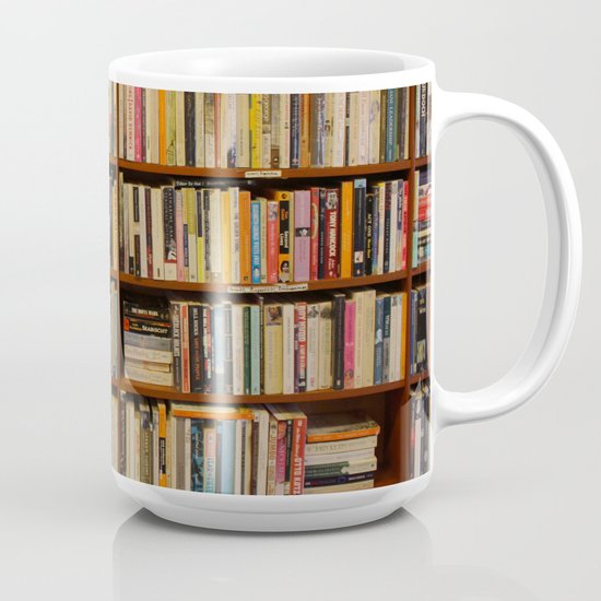 Bookshelf Books Library Bookworm Reading Coffee Mug by Liviana .