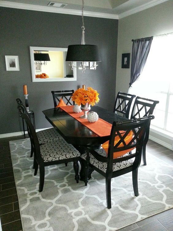 Dark Dining Room Modern Ideas | Orange dining room, Living room .