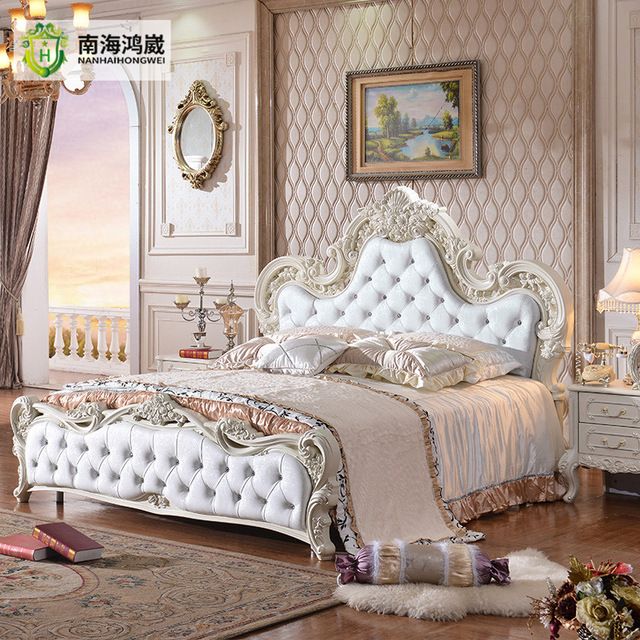 Wholesale Luxury French Baroque Style White Leather Upholstery .