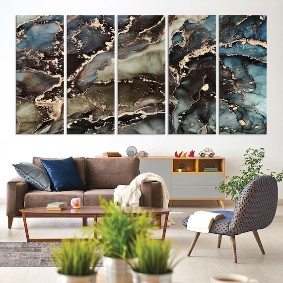 Colorful Modern Abstract Wall Art Mix Color Prints Set of 3 - Et