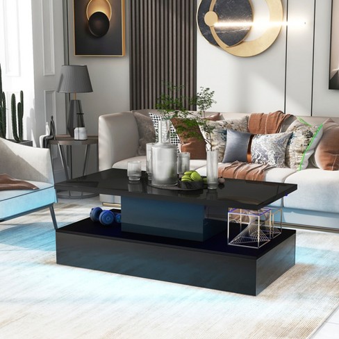 Modern Industrial Design Coffee Table With Remote Control Led .