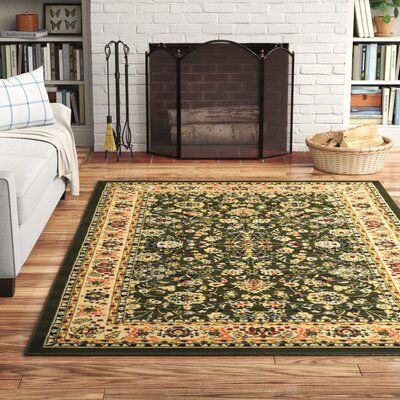 Charlton Home® Hanan Floral Green Area Rug | Green area rugs, Area .