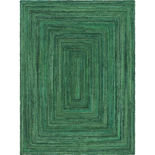 Unique Loom Braided Chindi Green 9 ft. x 12 ft. Area Rug 3142688 .