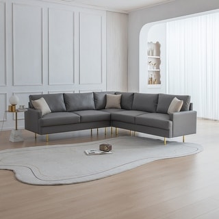 L-shaped Symmetrical Corner Sectional Sofa Modern 6 Seater .