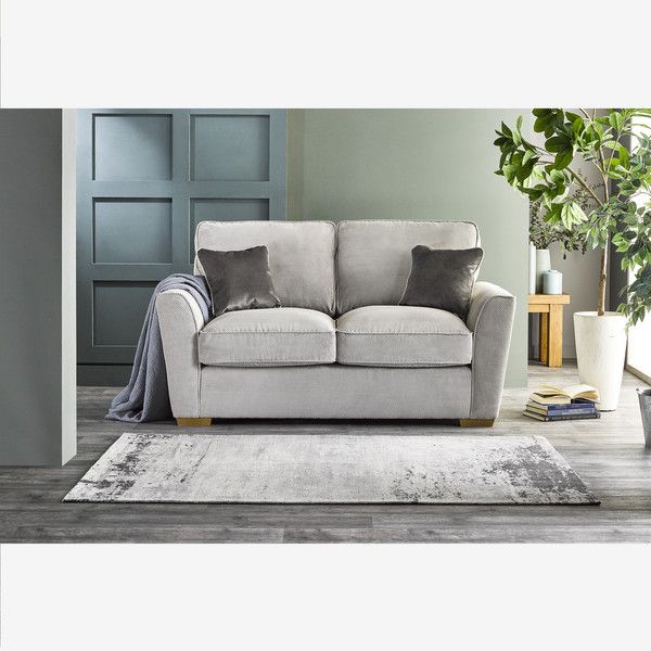 Nebraska 2 Seater High Back Sofa in Aero Silver with Grey Scatters .