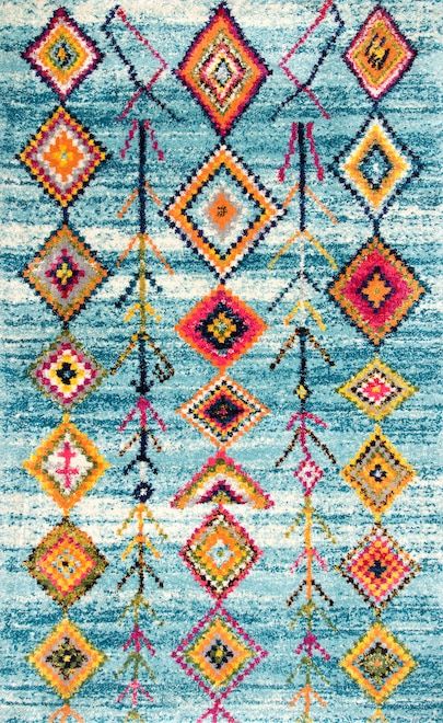 Fiesta Aztec Diamonds Shag Blue Rug | Rugs usa, Colorful rugs .