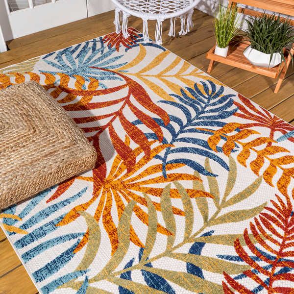 Lynx Tropics Palm Leaves Indoor/Outdoor Area Rug | Area rugs .