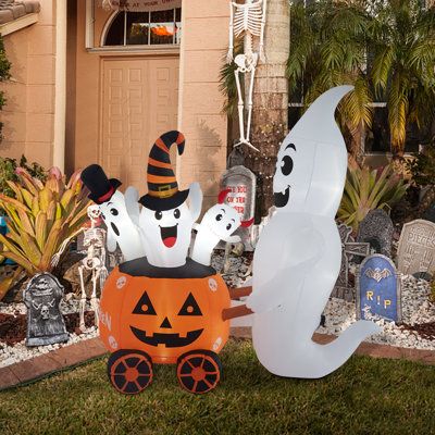 Halloween Inflatables Ghost And Pumpkins Cart Decorations .