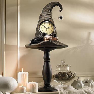 Witch Hat Pedestal Clock | Grandin Road | Halloween mantel decor .