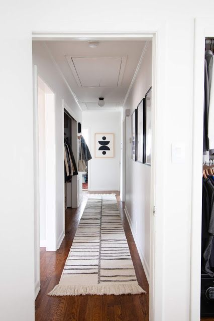 Modern White Hallway | Narrow hallway decorating, Hallway .