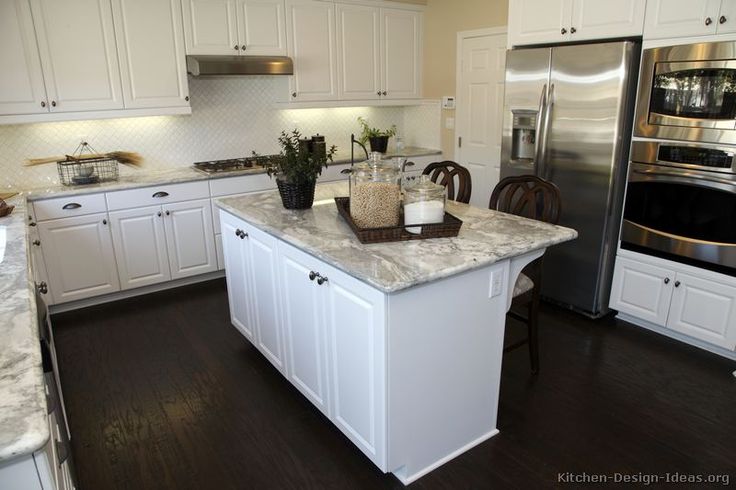 white marble kitchen with blonde floors | Pictures of Kitchens .