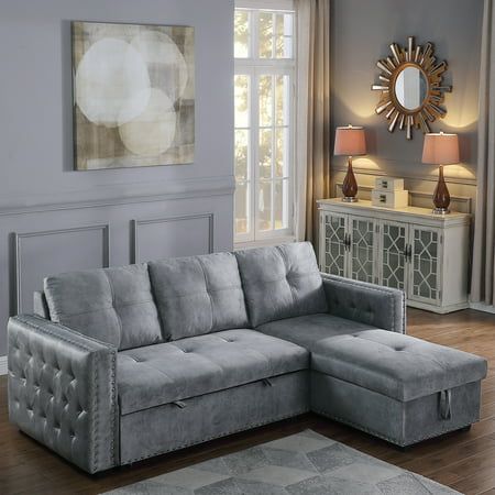 Morden Fort Sectional Sleeper Sofa with Storage & Reversible L .