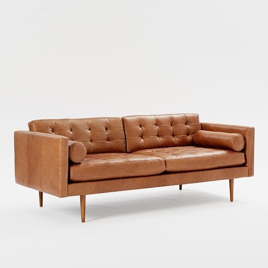 Monroe Mid-Century Leather Sofa | Mid century leather sofa, Modern .