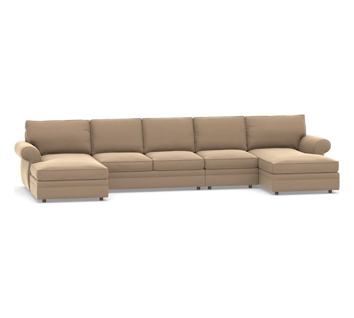 Pearce Roll Arm Upholstered 4-Piece U-Shaped Chaise Sectional .
