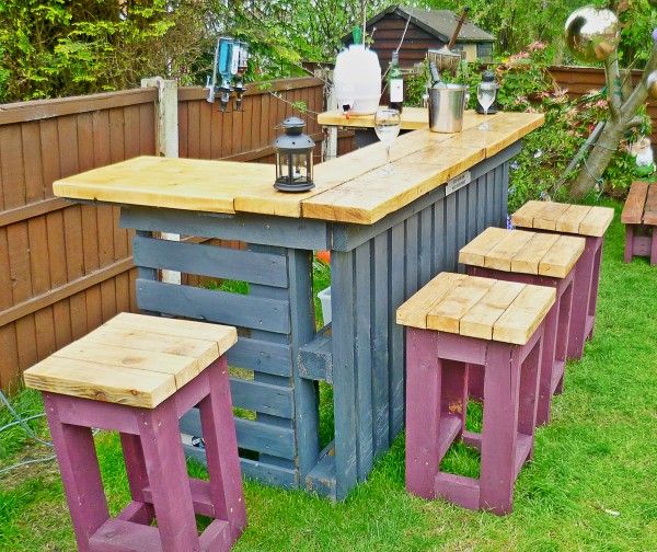 Garden Bar made from Reclaimed Timber and Discarded Pallets .