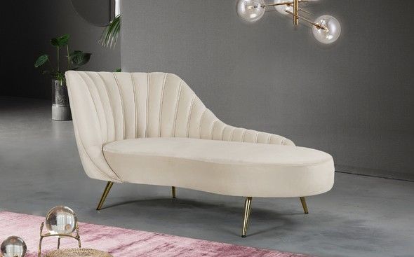 Meridian Margo Cream Chaise 622 | Velvet chaise lounge, Chaise .