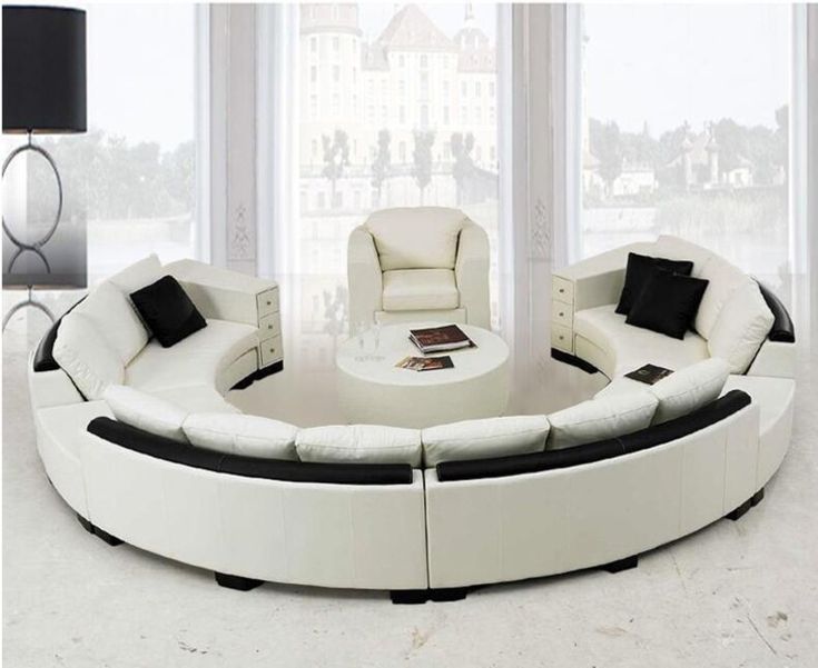Modern curved top grain round leather sofa living room – My Aashis .