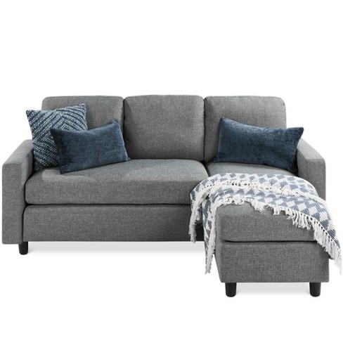Best Choice Products Linen Sectional Sofa Couch W/ Chaise Lounge .