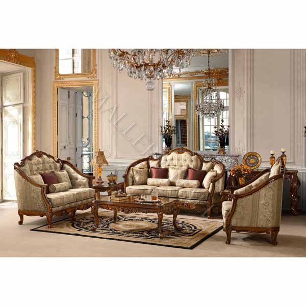 Royal Hand Carved Chenille Fabric 3pc Sofa Set | Victorian living .