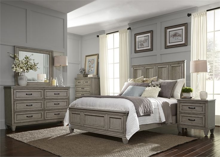 Grayton Grove Panel Bed 6 Piece Bedroom Set in Driftwood Finish by .