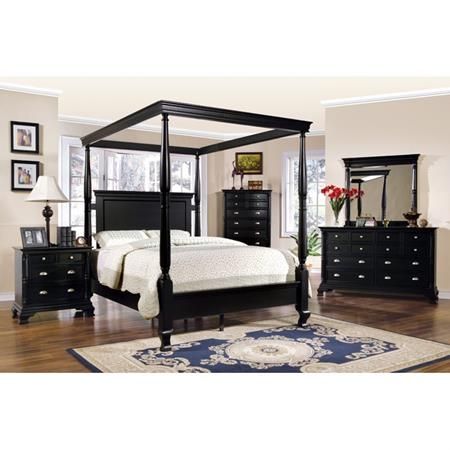 St. Regis Bedroom Set in Black Finish | Canopy bedroom, Canopy .