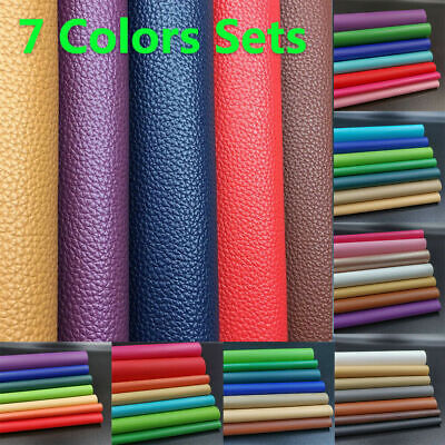 7Pcs Colorful PU Leather Fabric Faux Clothing Vinyl Car Decorate .
