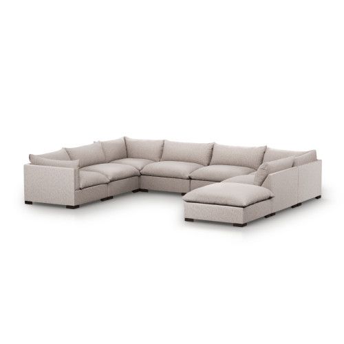 Four Hands Westwood 7 Pieces Sectional With Ottoman Pebble .