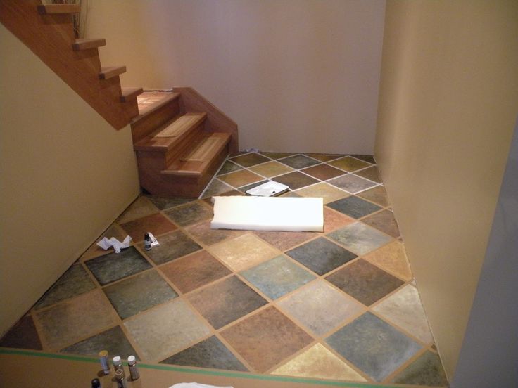 diy painted concrete flooring | Slate tile floor, Diy flooring .