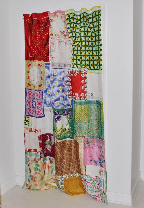 Shabby Chic Curtains from Vintage Hankies and Scarves | Stitchwerx .