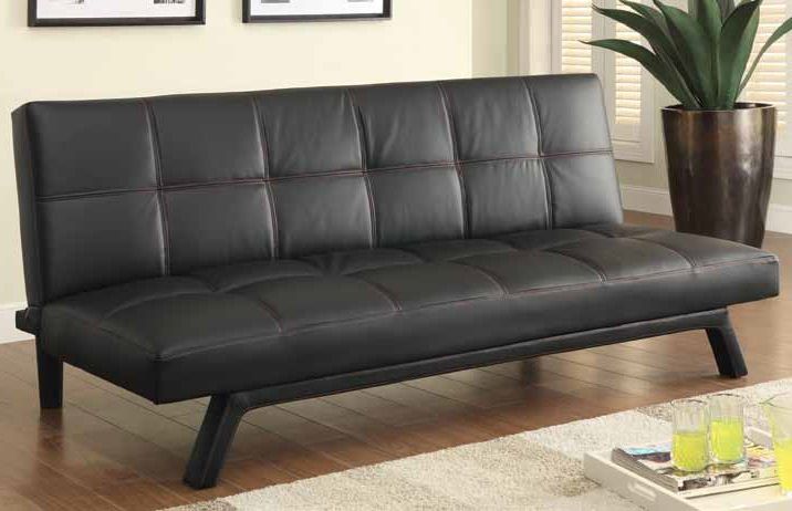 Coaster Furniture Black Red Stitching Faux Leather Sofa Bed .