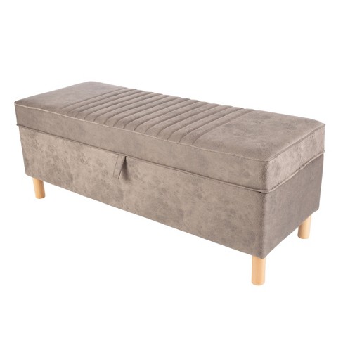 Storage Ottoman - Suede Upholstered Footrest, Toy Chest, Or Bench .