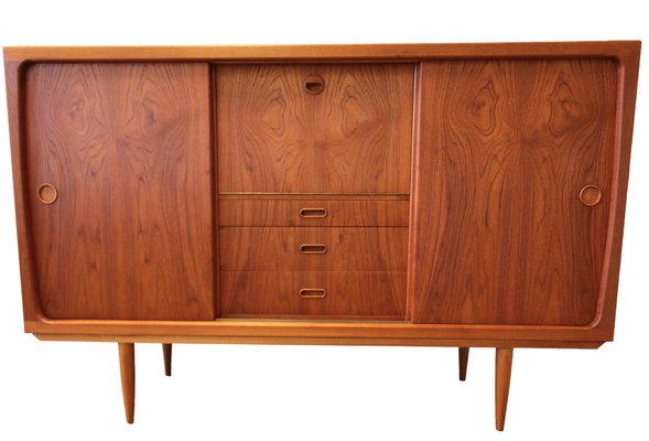 Danish Teak Credenza with Bar Cabinet and Sliding Doors, 1960s for .