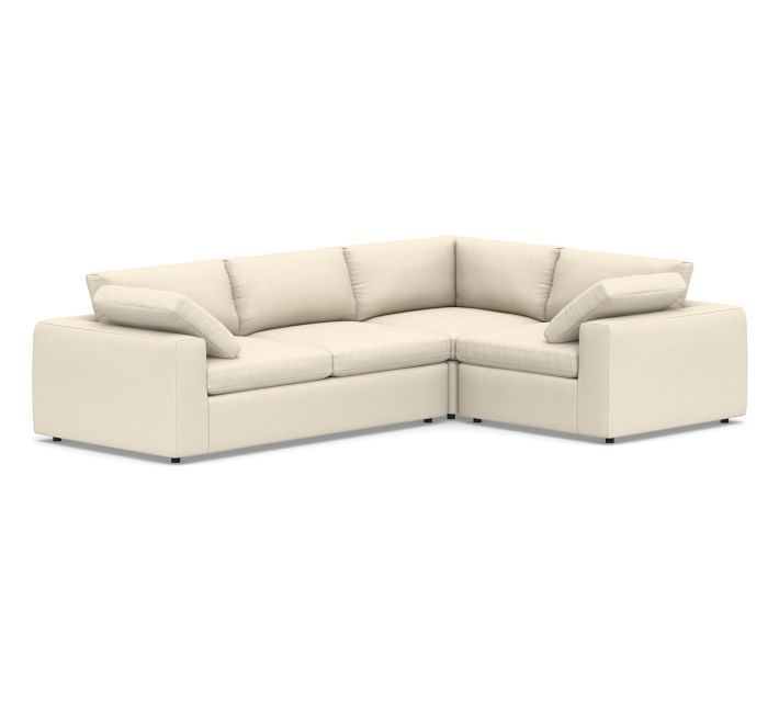 Dream Square Wide Arm Upholstered 3-Piece Corner Sectional .