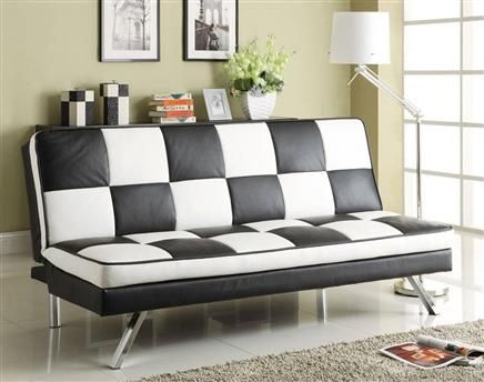 Contemporary Black White Faux Leather Sofa Bed | Kunstleder sofa .