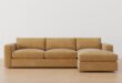 Carmel Square Wide Arm Leather Sofa Chaise Sectional | Pottery Ba