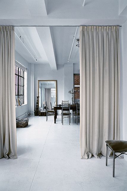 Industrial serenity behind a curtain | Living room divider, Modern .