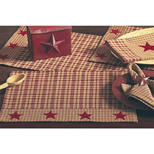 New IHF Home Decor Vintage Star Wine Table Placemats 100% Cotton .