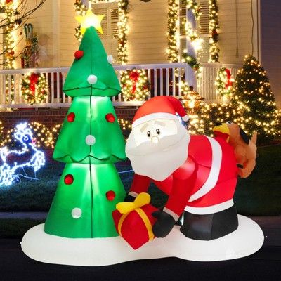 Tangkula 7 FT Inflatable Christmas Tree and Santa Claus Blow up .