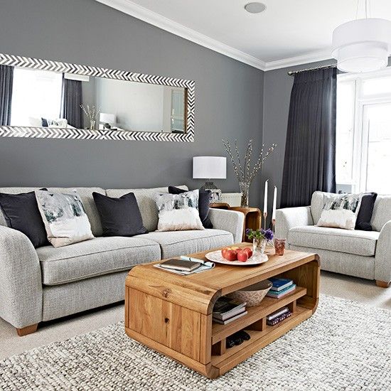 Chic grey living room with clean lines | Grey walls living room .