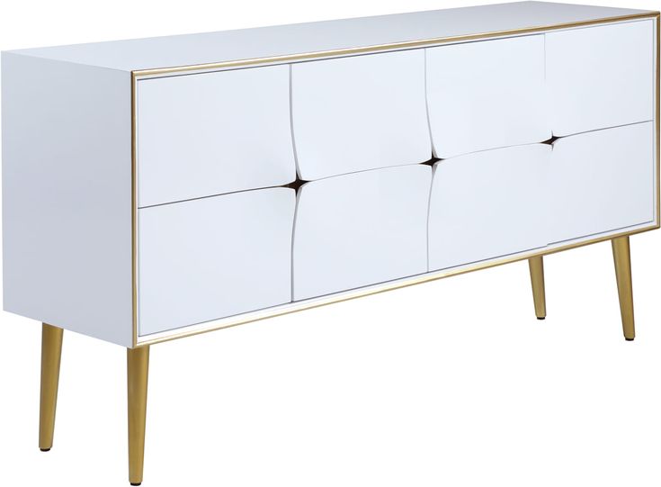 Meridian Furniture Pop White Gold Sideboard Buffet | Sideboard .
