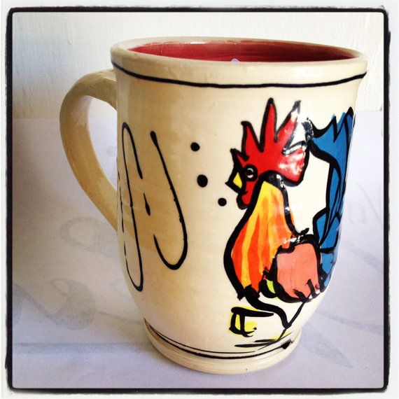 Mug Infamous Key West Rooster Red by KeyWestPottery on Etsy .